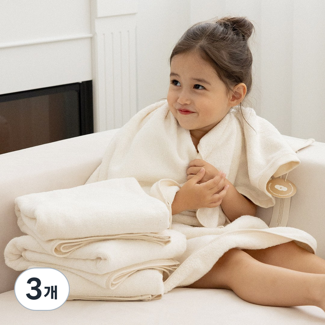 아이주 프리미엄 뱀부 바스 타올 아기 신생아 수건 목욕타올 전신 타올 수건 ( 70 X 85cm ), 3개, 내추럴