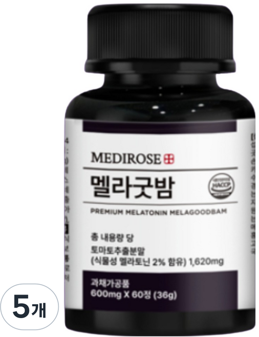 한정이벤트 식물성 멜라토닌 고함량 식약청 HACCP 인증 정품, 5개, 60정