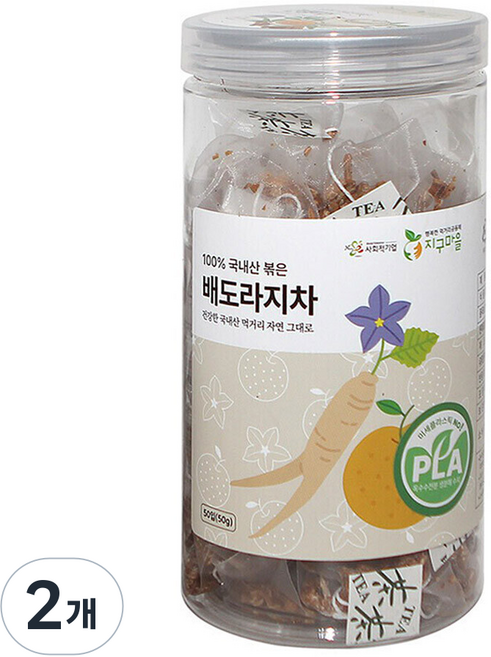 지구마을 생분해필터 PLA 국내산 배도라지차 블렌딩 삼각티백, 1g, 50개입, 2개