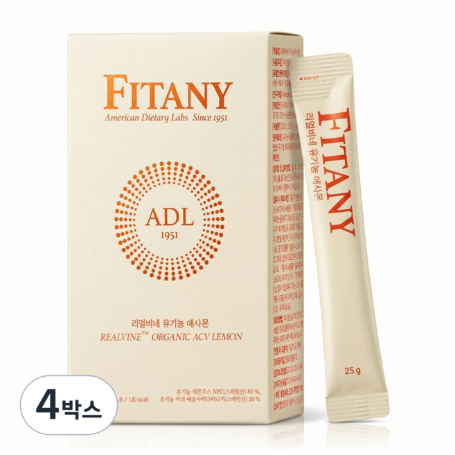 [FITANY] 피타니 리얼비네 유기농 애사몬 비가열 레몬즙 애사비, 4박스, 350g