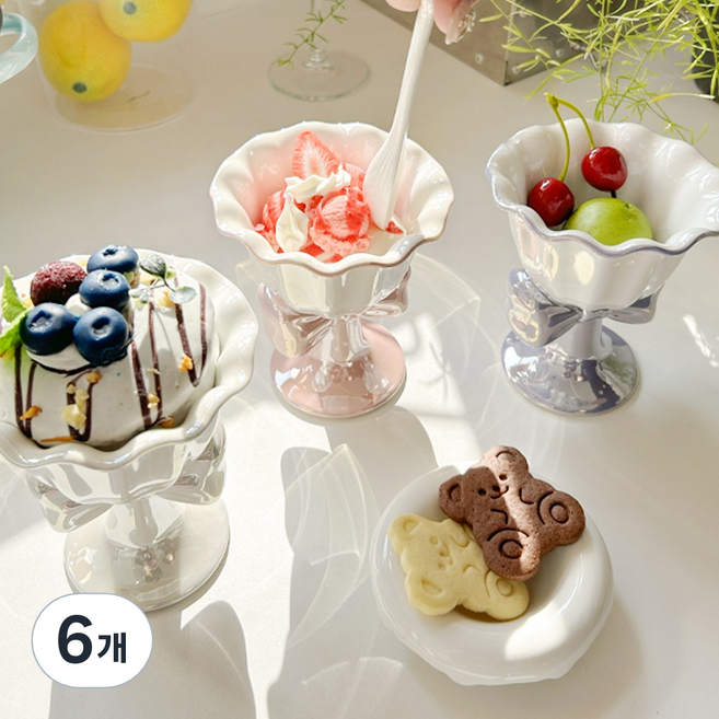 헤이루미 과일 리본 아이스크림 요거트 볼, 6개, 펄파우더 화이트