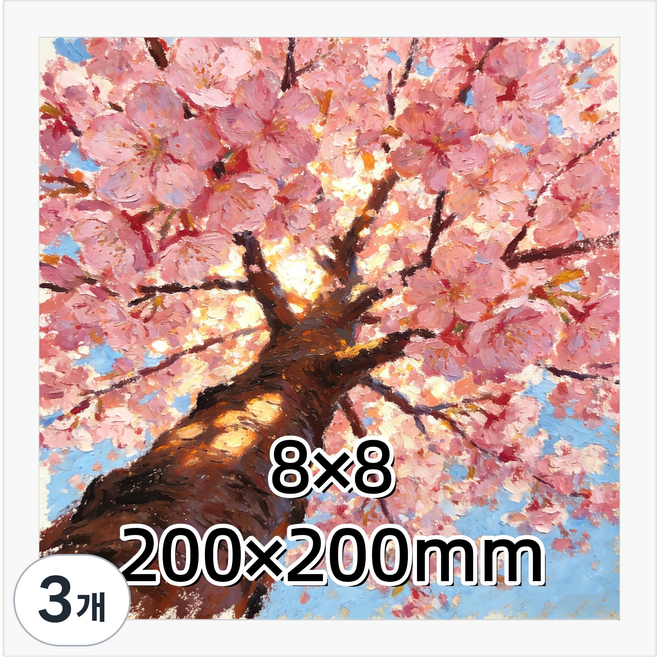 정사각 액자 프레임 정방형 액자틀 벽걸이 탁상용, 3개, 화이트