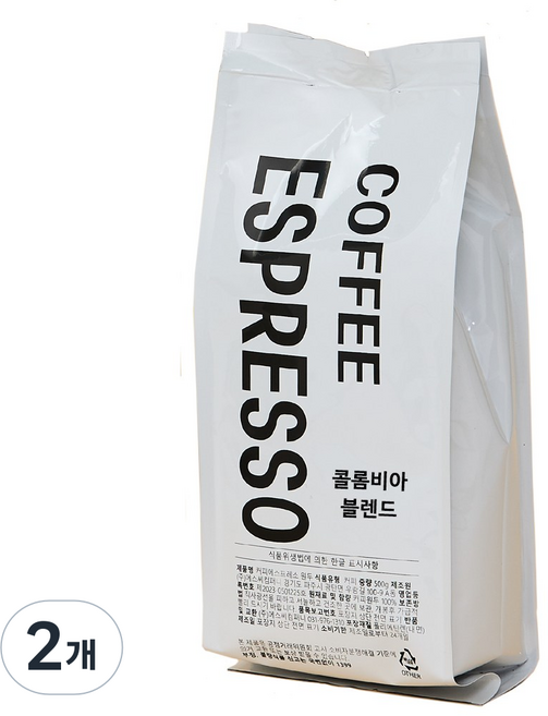 커피에스프레소 콜롬비아 블렌드, 2개, 500g, 홀빈(분쇄안함)