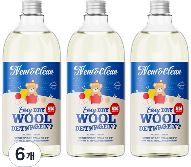 니트앤클린 이지 드라이 EM 중성 울세제, 6개, 1L