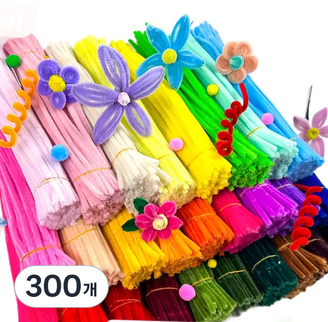 아느캐 DIY 모루철사 털모루 만들기, 300개, 레드