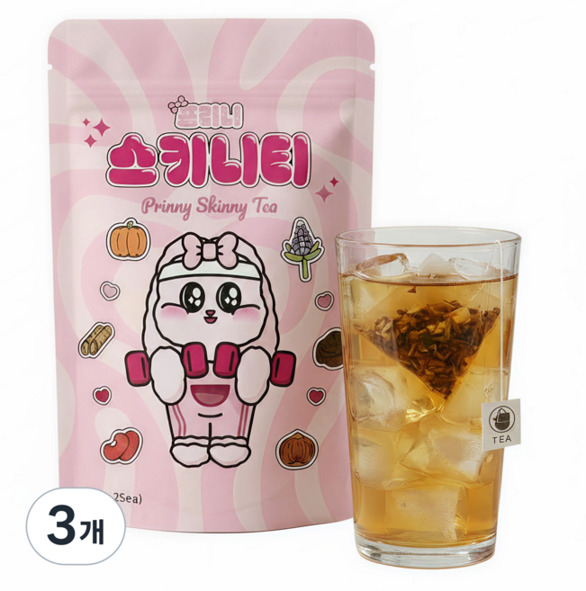 프리니 스키니티 체지방감소특허 붓기차 다이어트차 체지방 돼지감자 늙은호박 우엉 팥 슬림핏 감량, 3개, 25개입, 50g