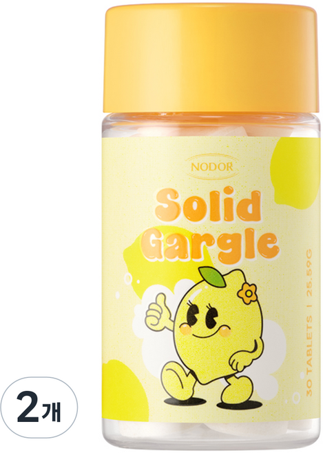[본사공식몰] 노도르 입냄새 구취 제거 휴대용 고체 가글 레몬 30정, 2개, 25.6g