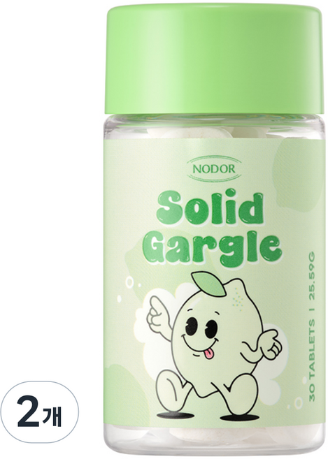 본사공식판매 노도르 고체가글 라임향 30정 입냄새 제거 구취 관리 구강청결제 휴대용 가글, 2개, 25.6g