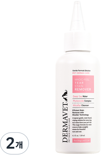 더마벳 저자극 강아지 눈세정제 눈물세정제 무향 무색소, 2개, 120ml