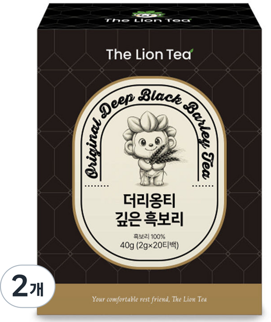 더리옹티 국내산 무카페인 대용량 블랙보리 티백, 2개, 20개입, 2g