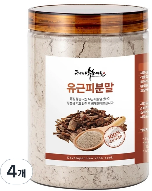 유근피 가루 느릅나무 분말 국산 코나무, 4개, 300g - 쿠팡