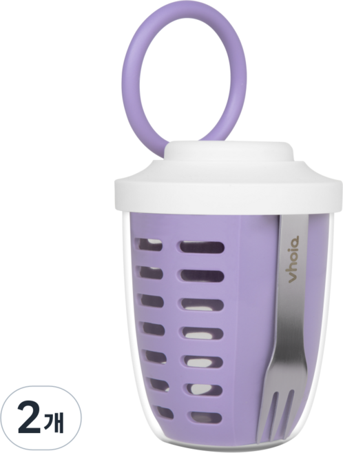 보이오 후르츠팟 과일 샐러드 간식 직장인 도시락통 밀프랩 푸르트 컵, 2개, 라일락퍼플
