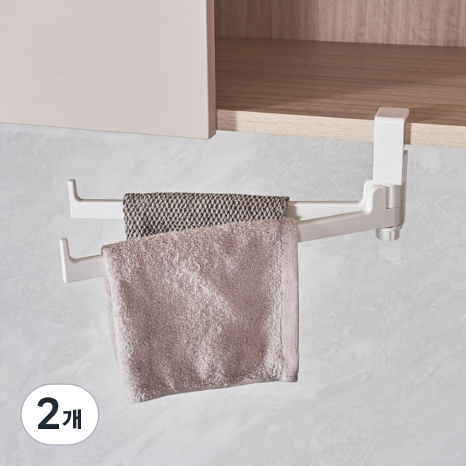 리라홈 상부장 공중부양 무타공 행주걸이, 2개, 화이트