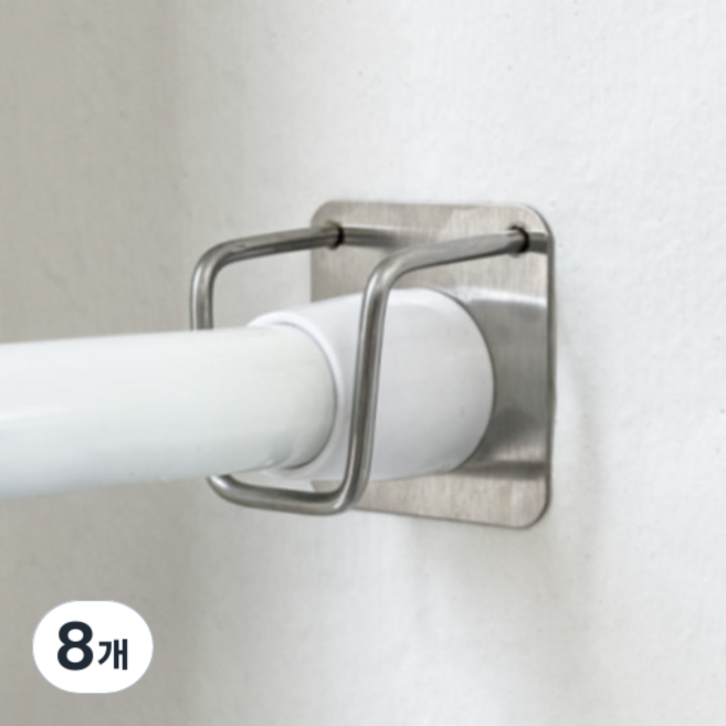 더이도 접착식브라켓 압축봉거치대 무타공커튼브라켓 세트, 8개, 실버