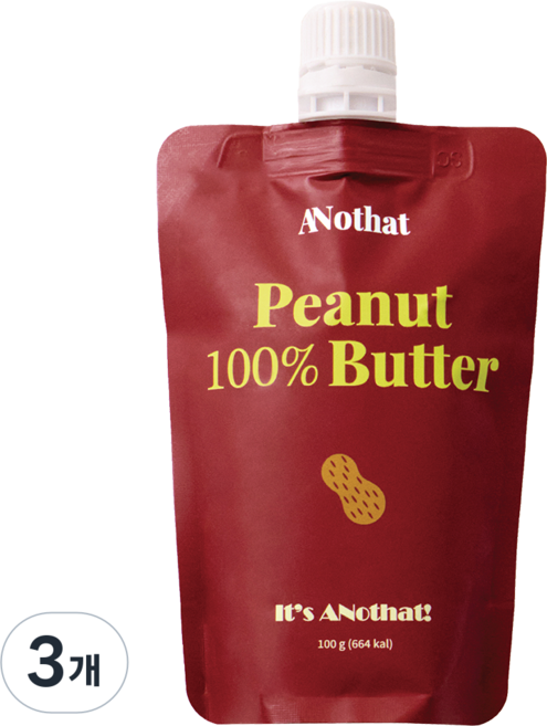 어노댓 짜먹는 땅콩버터 파우치, 3개, 100g