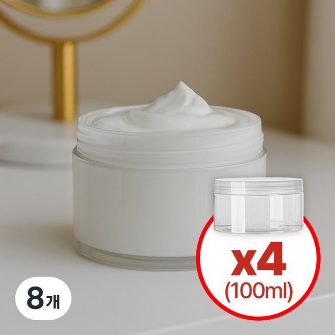 비케이 스타일 크림통 100ml, 8개, 투명