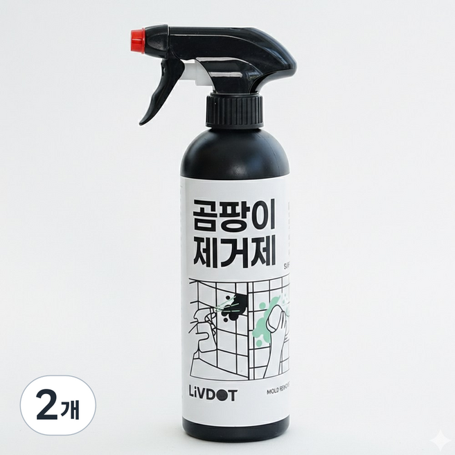 리브닷 초강력 뿌리는 거품형 곰팡이제거제, 2개, 500ml