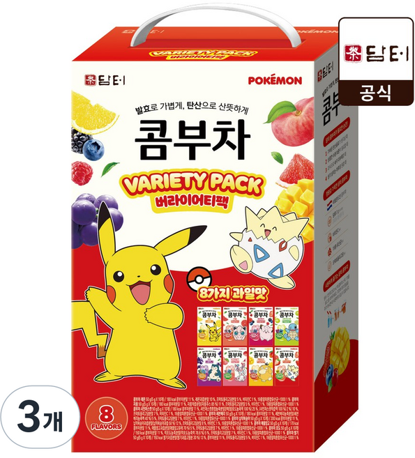 담터 포켓몬 콤부차 버라이어티팩, 3개, 80개입, 5g