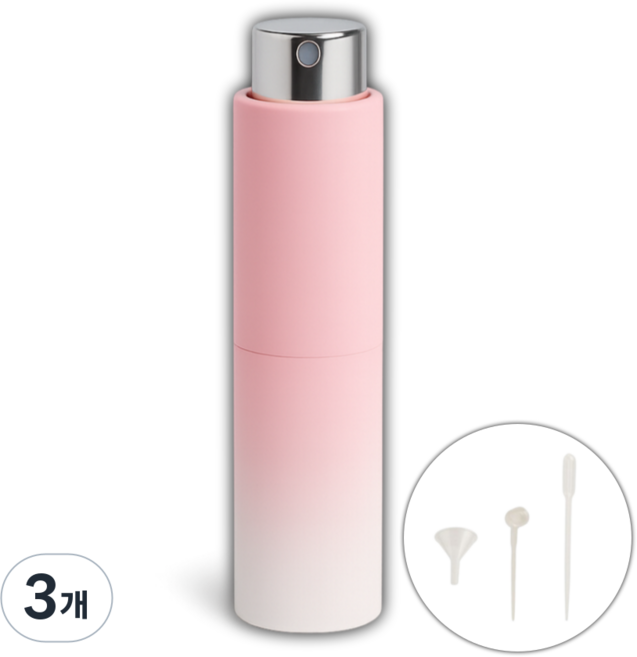 프라임그래피 스핀형 그라데이션 향수 공병, 3개, 솜사탕핑크