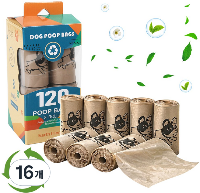 Zaxnouvi 친환경 강아지 배변봉투 리필 도톰한 풉백, 16개, 15개입