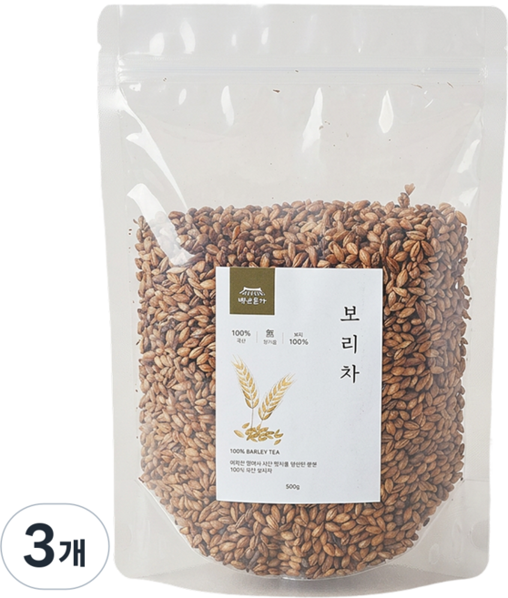 백년본가 첨가물 없는 100% 국산 볶은 보리차, 3개, 1개입, 500g