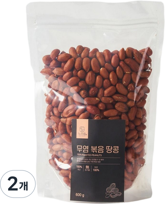 느으림 건강하게 두 번 볶은 국산 무염 볶음 땅콩, 2개, 600g