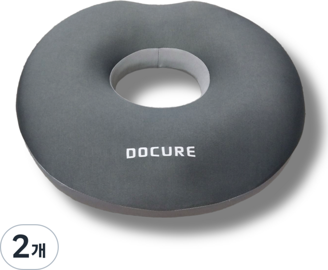 도큐어 메모리폼 기능성 원형 도넛방석, 그레이, 2개