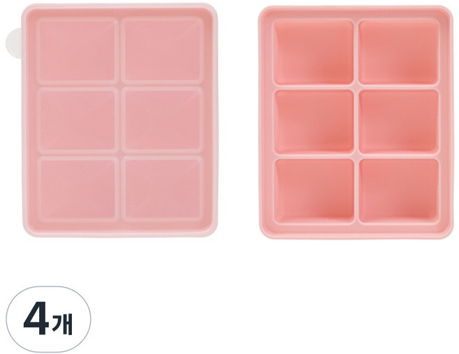 네오실리 국산 프리미엄 실리콘 얼음틀 다진마늘 이유식 냉동틀, 4개, 피치핑크