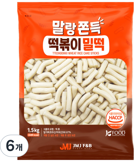말랑쫀득 떡볶이 밀떡 실온 보관, 6개, 1.5kg