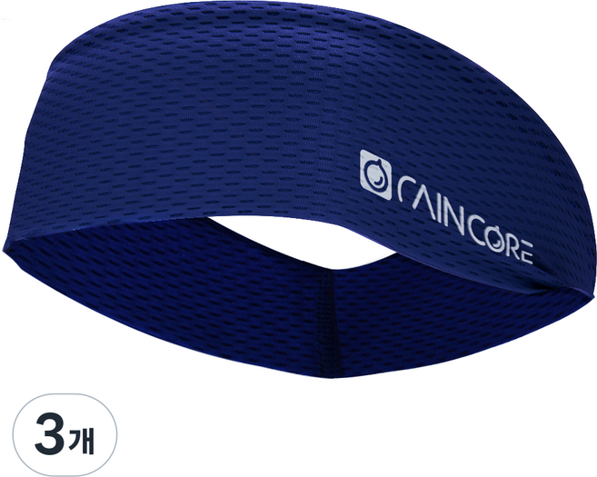 레인코어 메쉬 스포츠 헤어밴드 5가지 컬러 (국내생산) 프리미엄 쿨링 남성 여성 헤드밴드 땀흡수 머리띠 러닝 헬스 등산 축구 테니스, NAVY, 3개