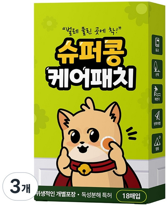 6위 - 슈퍼콩 케어패치 모기 벌레 물림 패치 18P, 3개