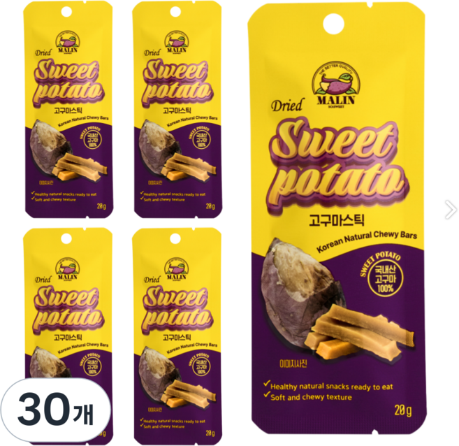 말린 스윗 국내산 고구마 스틱, 30개, 20g