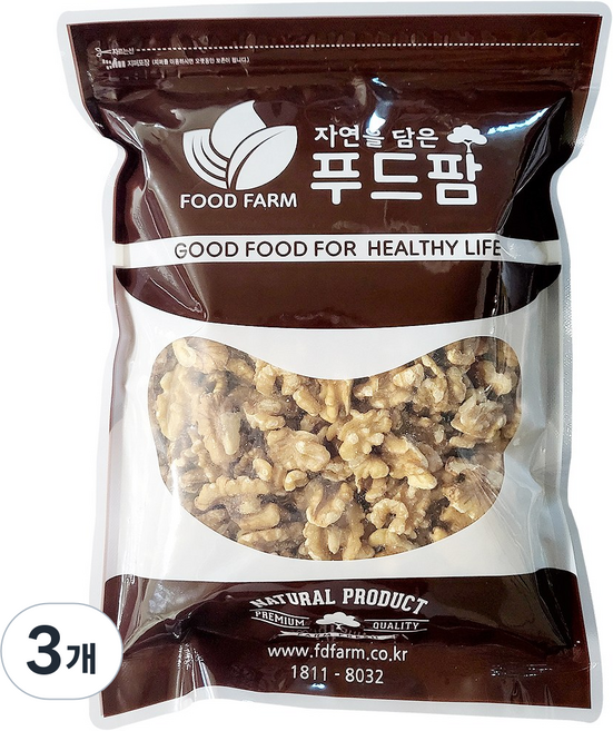 푸드팜 호두 캘리포니아, 500g, 3개