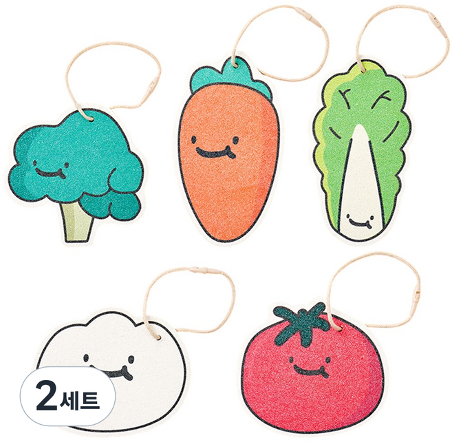 잼먹 천연펄프 셀룰로오스 수세미, 2세트, 5개, 과일채소