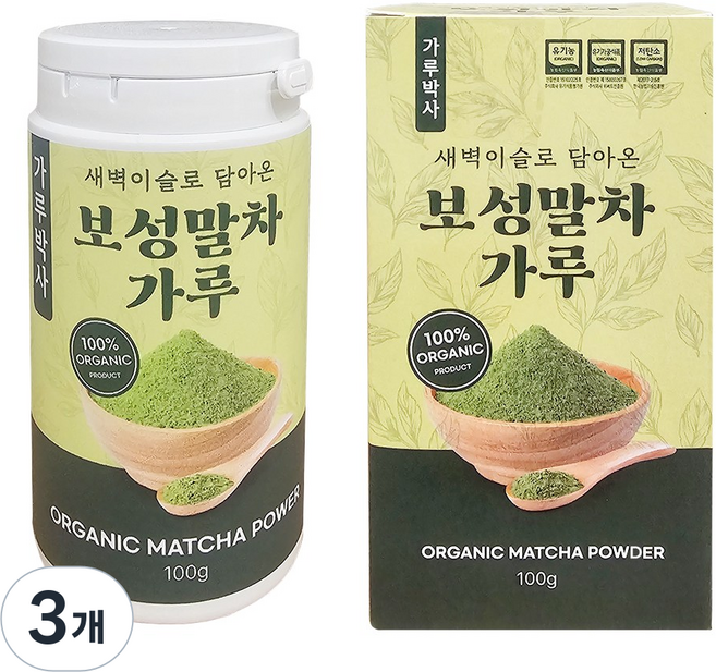 가루박사 보성 말차가루 유기농 100%, 3개, 1개입, 100g