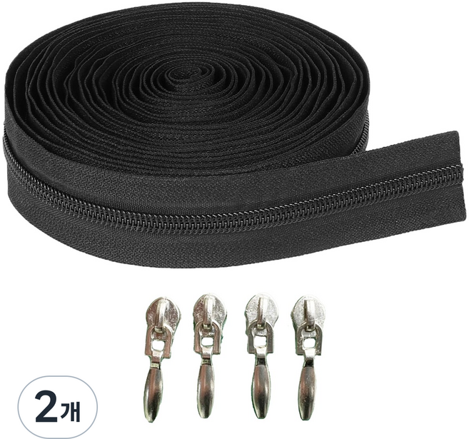 3호나일론 롤지퍼 400cm 3호 링고리슬라이더, 2개, 블랙