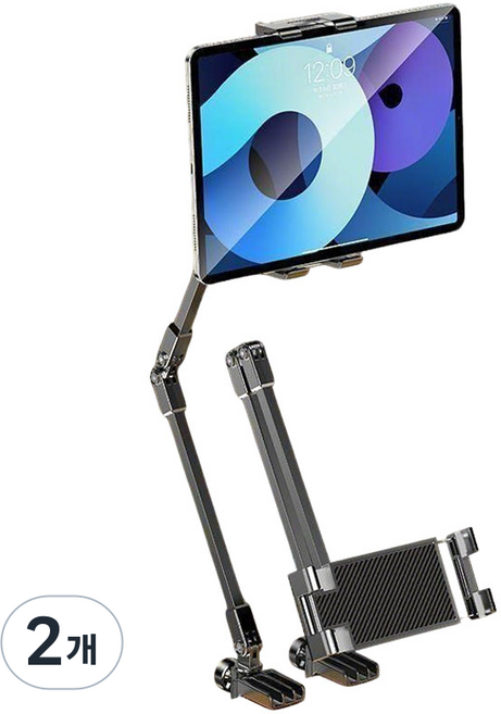 JS 접이식 휴대폰 거치대 360도 회전 자바라 거치대, 2개, 블랙, S6-태블릿+휴대폰 겸용
