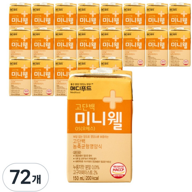 메디푸드 고단백 미니웰 OS 누릉지맛 고구마맛 농축균형영양식, 150ml, 72개