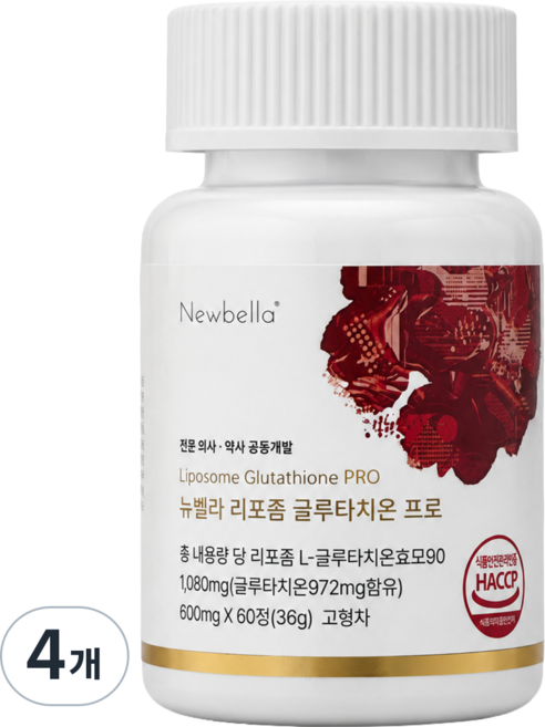 뉴벨라 영국식 리포좀 글루타치온 프로 순도 98% 식약청 HACCP 인증, 4개, 60정