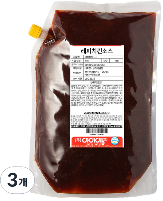 레피 치킨소스 소떡소떡 떡꼬치 달콤한 대국민소스, 1L, 3개