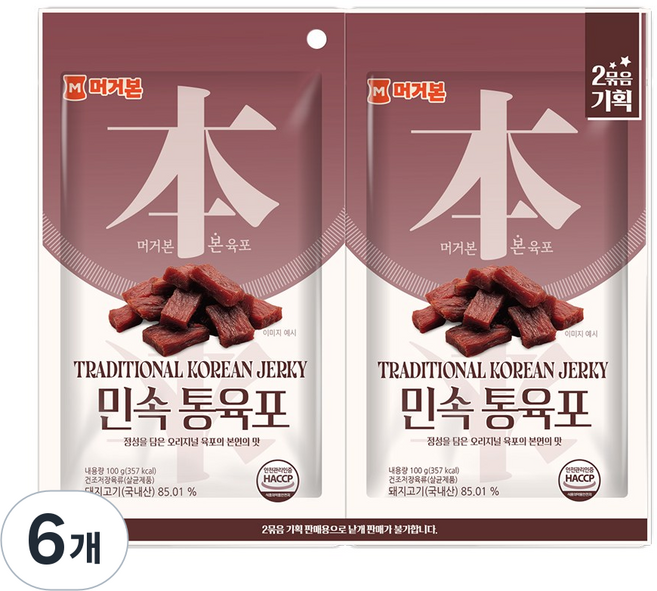 머거본 민속통육포, 100g, 6개