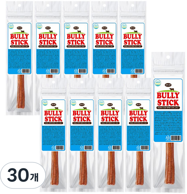 바이트랩 강아지 불리스틱 국내산 간식, 30개, 6g, 한우