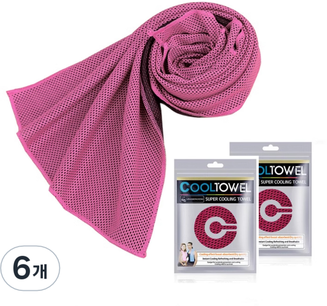 상덕 수건 습식 스포츠 타올 극세사 다용도 스포츠 타월, 6개, 분홍색