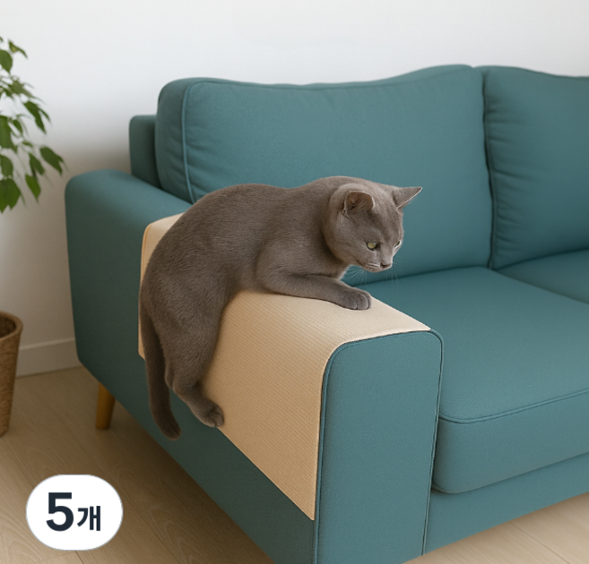 토브몰 고양이 스크래치 방지 패드 소파 벽 부착형 스크래쳐 잘라쓰는 가구보호, 아이보리, 5개