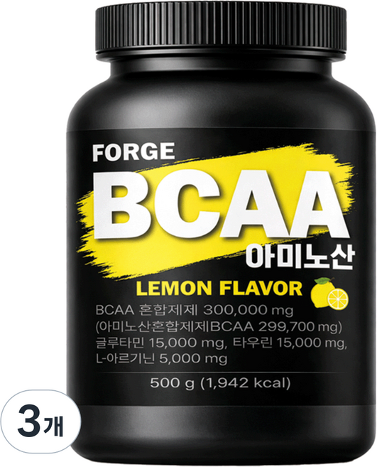 포지 BCAA 아미노 아르기닌 바이탈 글루타민 보충제 필수아미노산 레몬맛, 3개, 500g