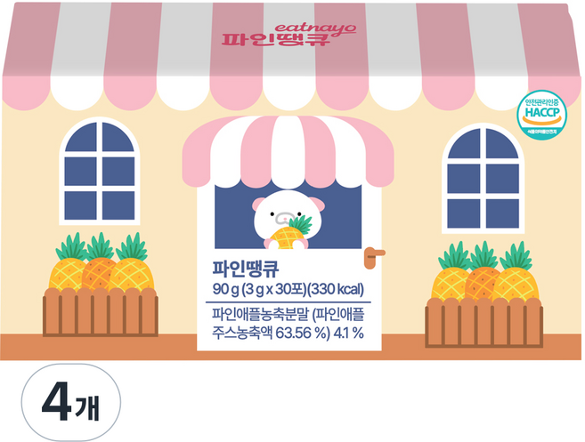 [30포 대용량]있나요 160만 고역가 파인애플 효소 파인땡큐 브로멜라인 함유, 4개, 30정