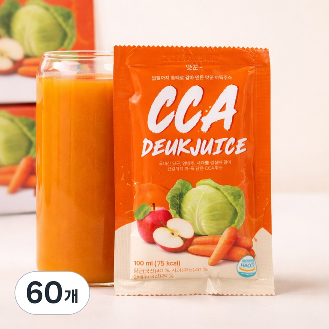 [맛꾼 단독 까득주스] 국산 채소 3종을 통째로 갈아넣은 CCA 주스, 60개, 100ml