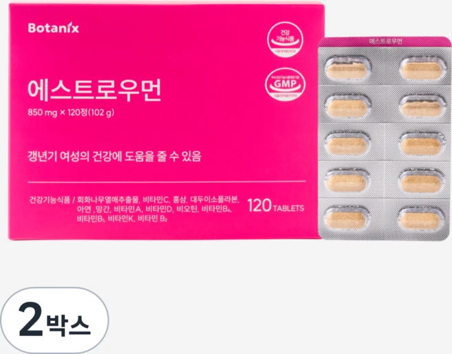 에스트로우먼 갱년기 여성 건강 회화나무추출물 영양제, 2박스, 120정 - 쿠팡