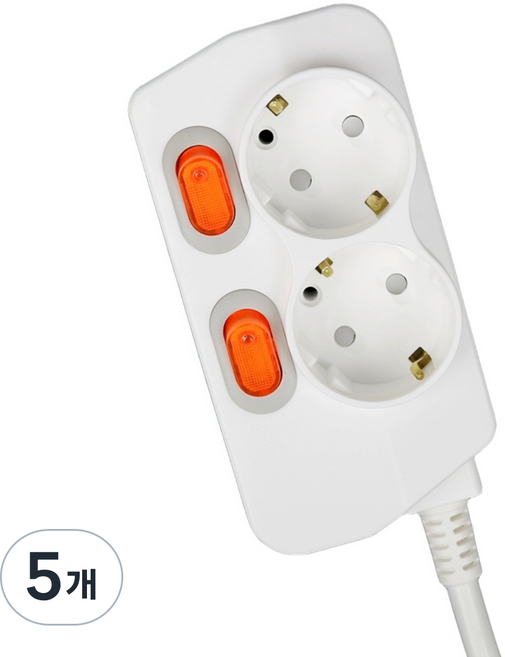 매직파워 국산 멀티탭 2구 개별형, 화이트(WHITE), 5개, 1.5m
