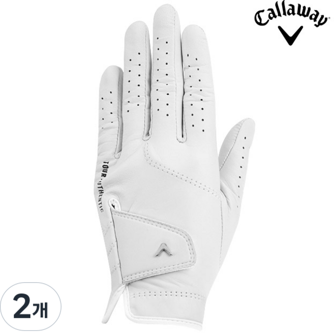 캘러웨이 투어 어센틱 양피 골프 장갑 한국캘러웨이골프 정품, 2개, 여성 왼손 화이트